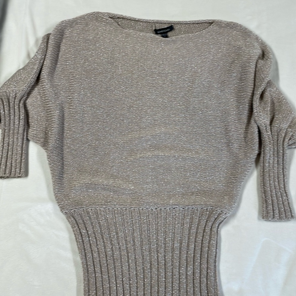 bebe Metallic Taupe Knit Sweater